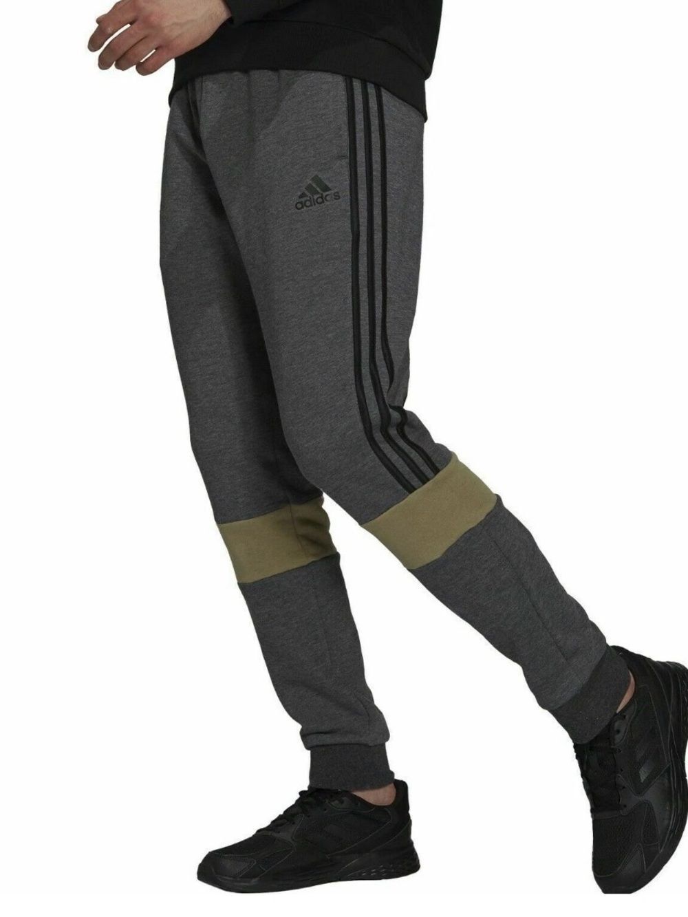adidas Men's Essential Fleece colorblock Sweatpants Joggers in XL